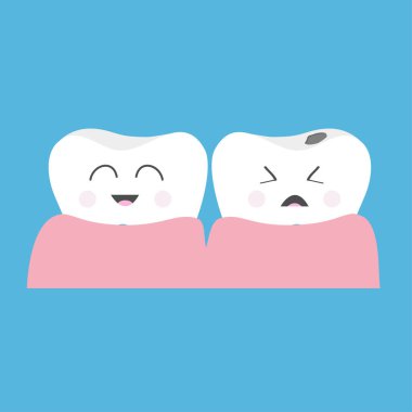 gülümseyen ve hasta diş çizgi film