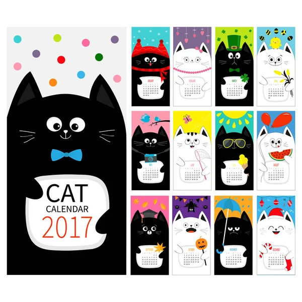 Calendar of 2017 year with cats — Stock Vector