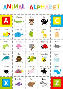 Hayvan Hayvanat Bahçesi alfabe poster