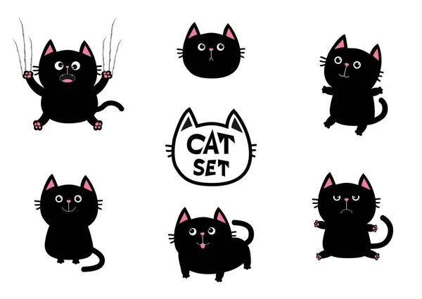 Черные толстые кошки — стоковый вектор