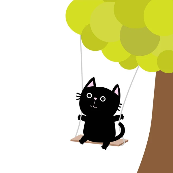 Černá kočka na houpačce — Stockový vektor