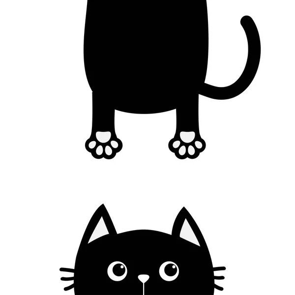 Zwarte kat grappige hoofd en lichaam — Stockvector