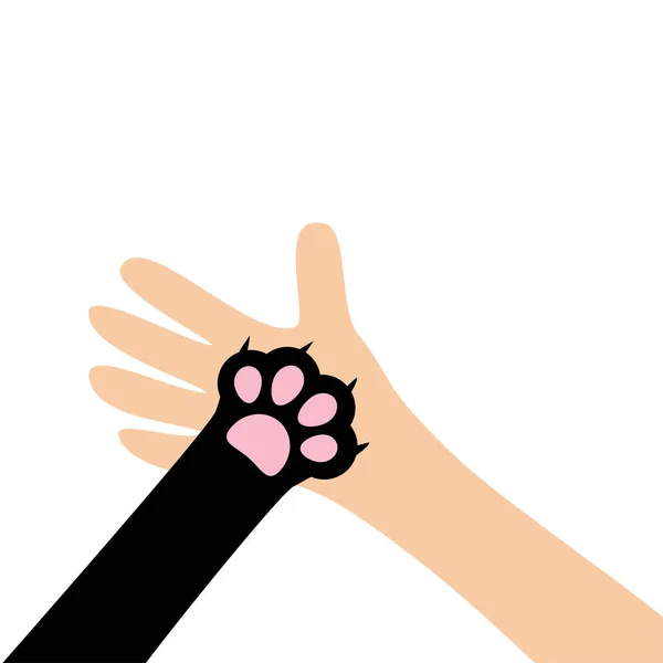 Hand met kat poot — Stockvector