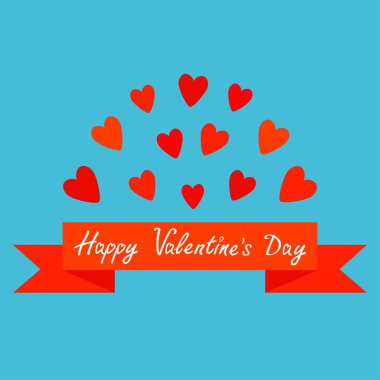 Uçan kırmızı Kalpler ve şerit