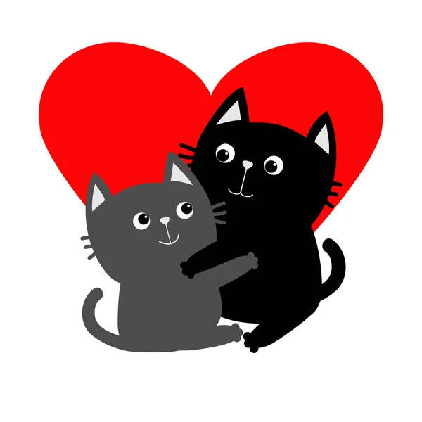 Abrazando gatos pareja — Vector de stock