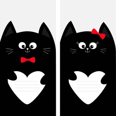 Kediler çift kalpler ile 