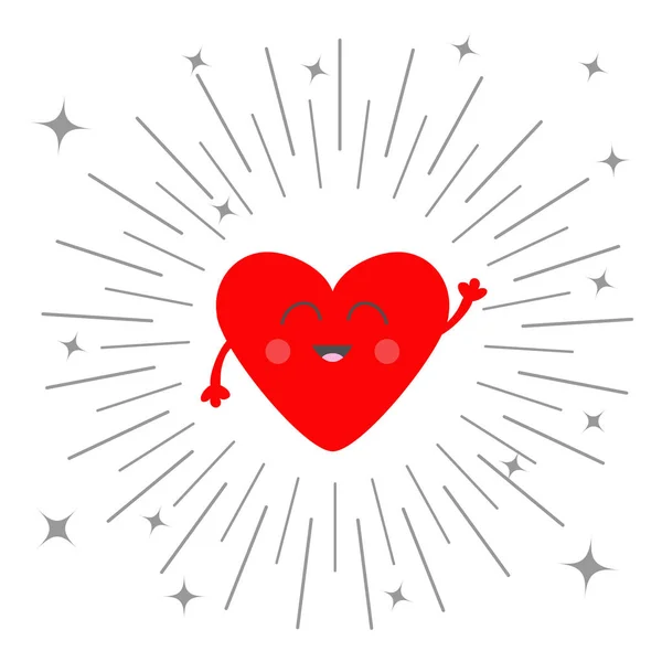 Coeur rouge visage avec les mains — Image vectorielle