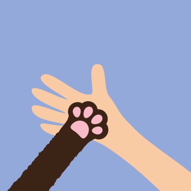 Hand holding paw clipart