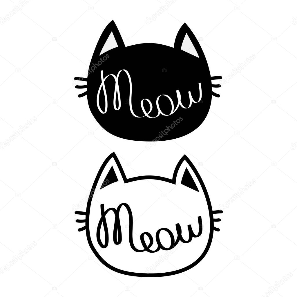 Black white cats heads