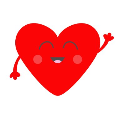 Kırmızı kalp yüz baş eller ile. 