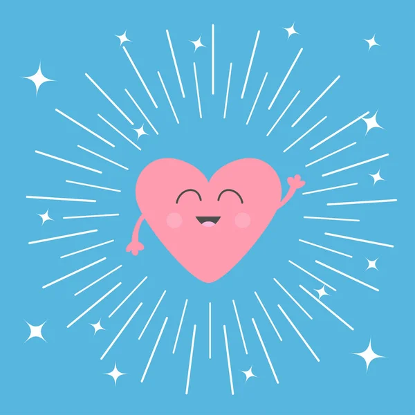 Cara de corazón rosa con las manos . — Vector de stock