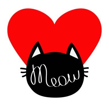 Kara kedi baş siluet şekli.