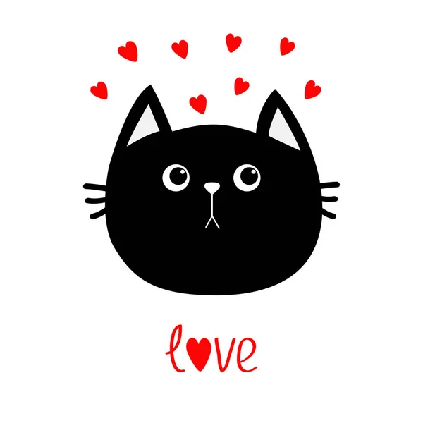 Negro gato cabeza en amor — Vector de stock