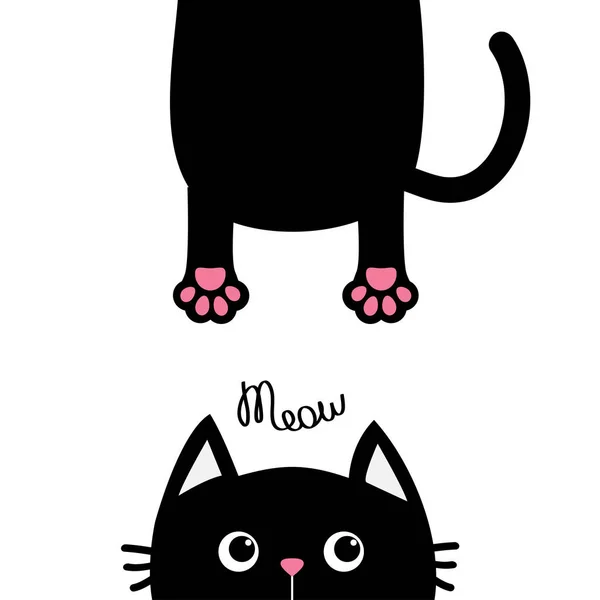 Чорний кіт Смішне обличчя силует голови . — стоковий вектор