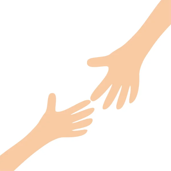 Two hands arms reaching to each other. Vector Graphics