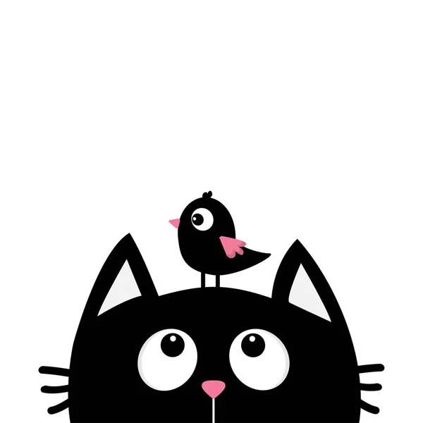 Kara kedi baş siluet — Stok Vektör