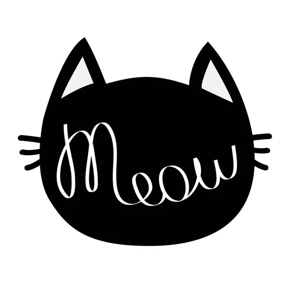 Cabeza de gato negro — Vector de stock