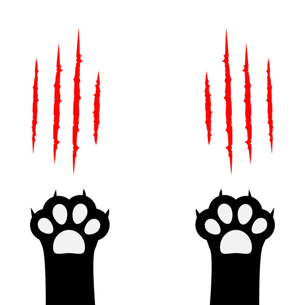 Black cat scratching paw silhouettes