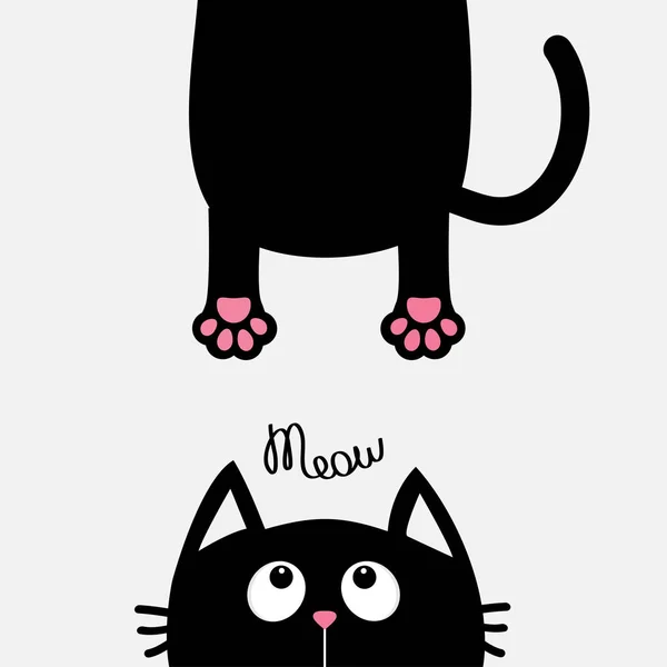 Gato negro mirando hacia arriba — Vector de stock