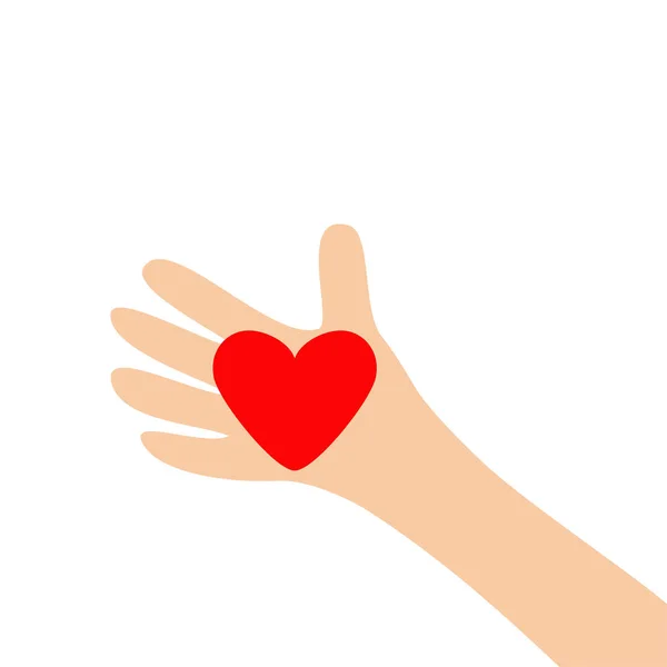 Hand holding rood glanzend hart — Stockvector