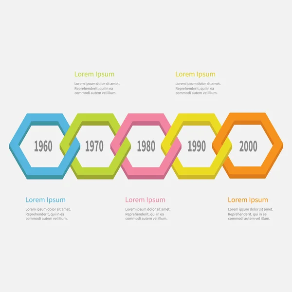 Infográfico da linha do tempo de cinco passos — Vetor de Stock