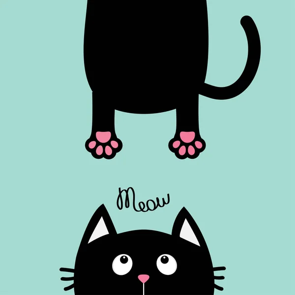 Gato negro mirando hacia arriba — Archivo Imágenes Vectoriales