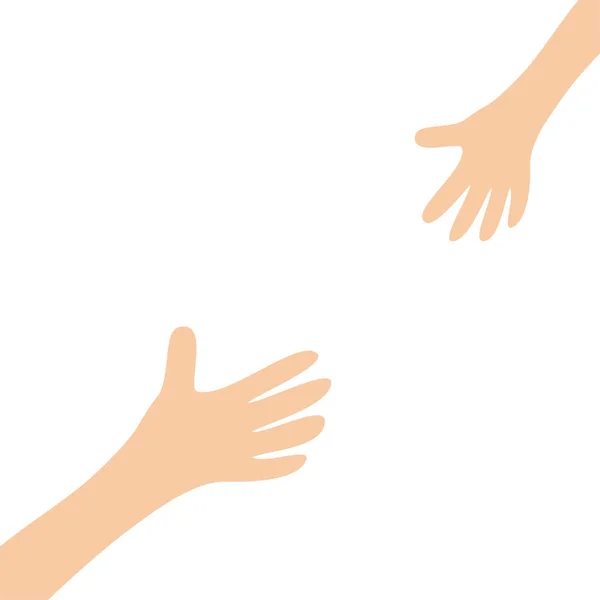 Hands arms reaching to each other. — Stock Vector