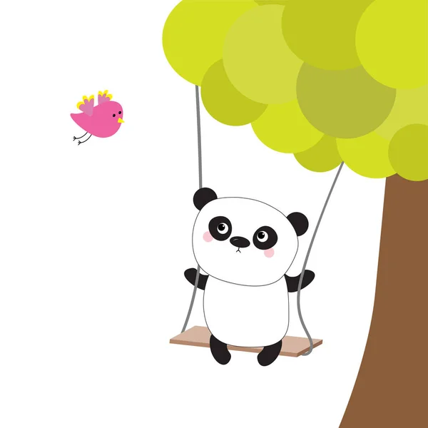 Panda ride on swing — Stock Vector