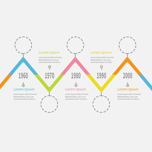 Infográfico da linha do tempo de cinco passos . —  Vetores de Stock