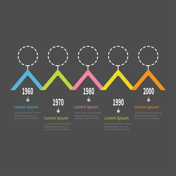 Infografía de línea de tiempo de cinco pasos . — Vector de stock