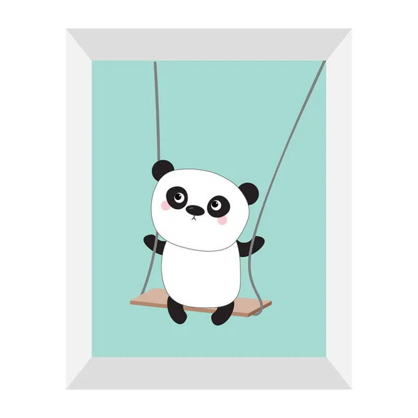 Panda balade sur la balançoire . — Image vectorielle