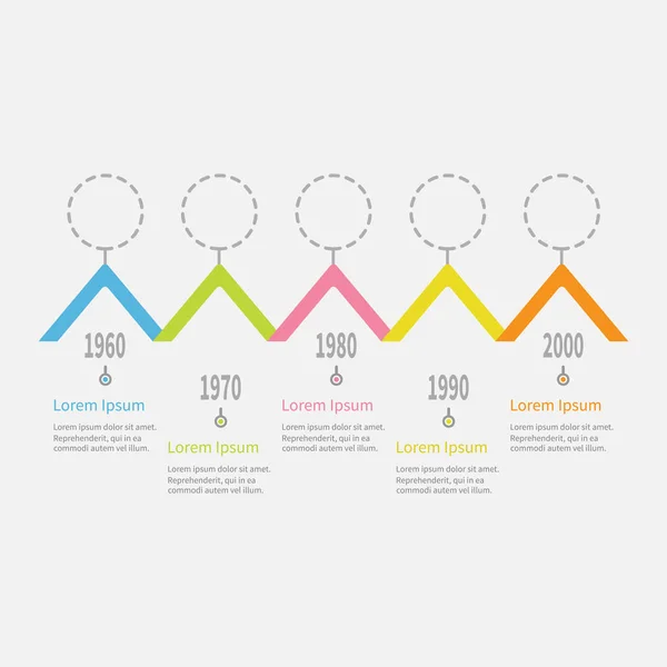 5 krok osi czasu Infographic — Wektor stockowy