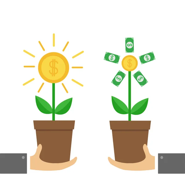 Hands holding paper money tre Hands holding paper money tree Stock Vector