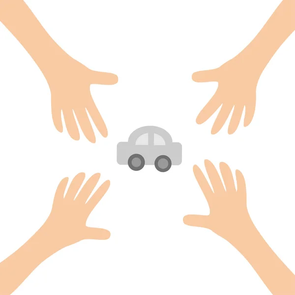 Mains bras avec voiture — Image vectorielle