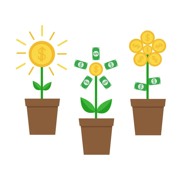 Cultivando árboles de dinero — Vector de stock