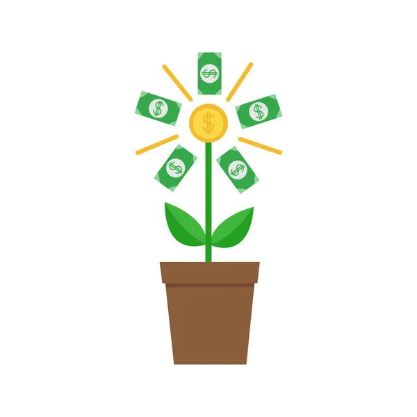 Groeiende papier geldboom — Stockvector