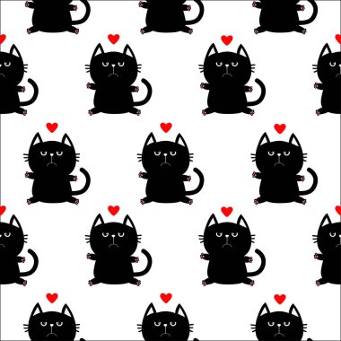 Siyah kedi pençeleri ve kırmızı Kalpler