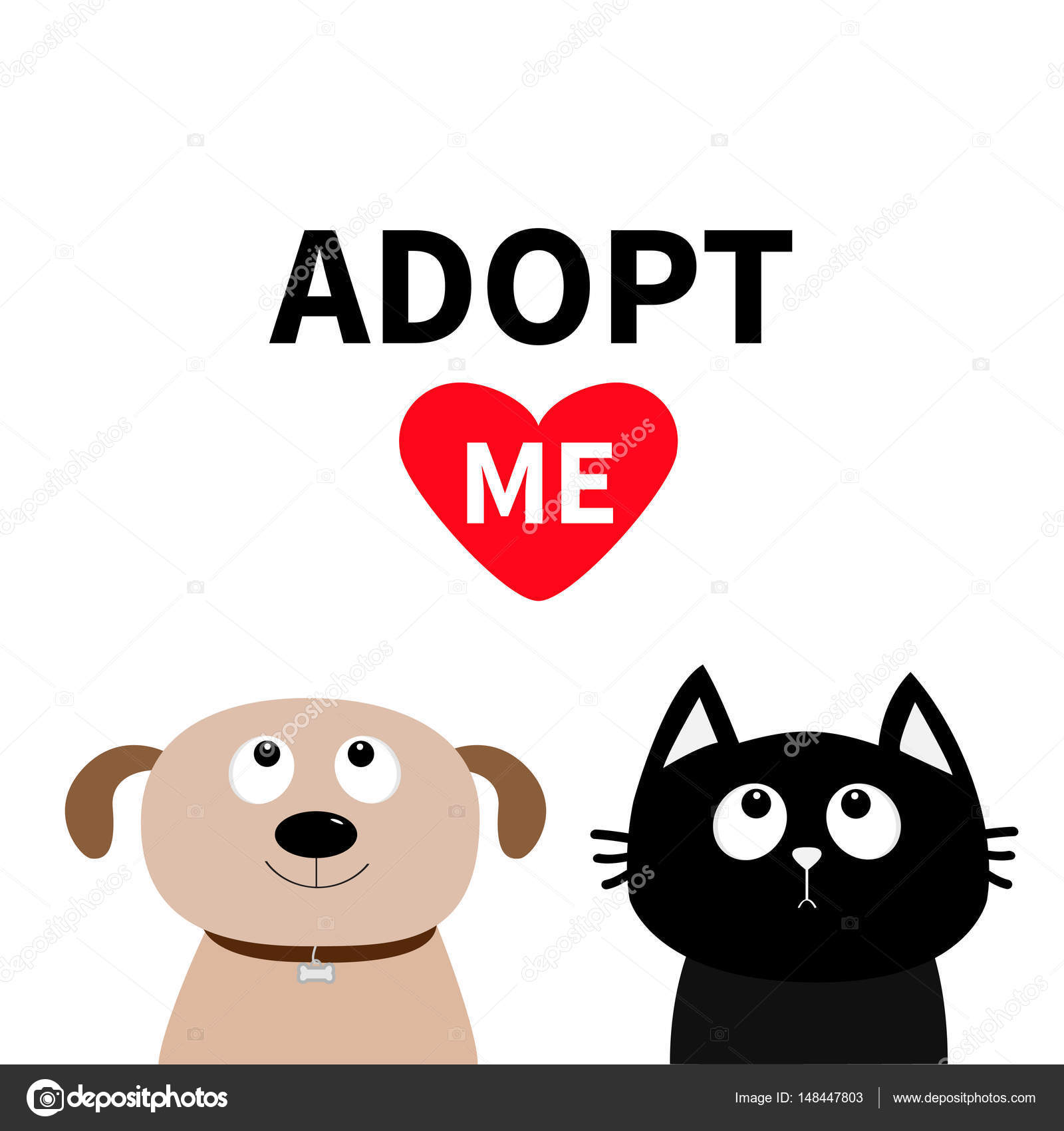 Cartel de adopción de mascotas para perros y gatos Vector de stock  #148447803 de ©worldofvector, image size:963x1024