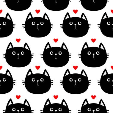 Kara kedi baş seamless modeli