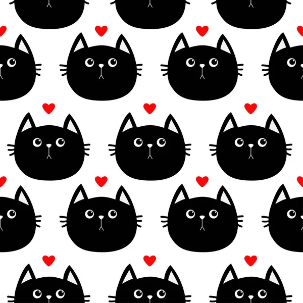 Cabeza de gato negro patrón sin costura — Vector de stock