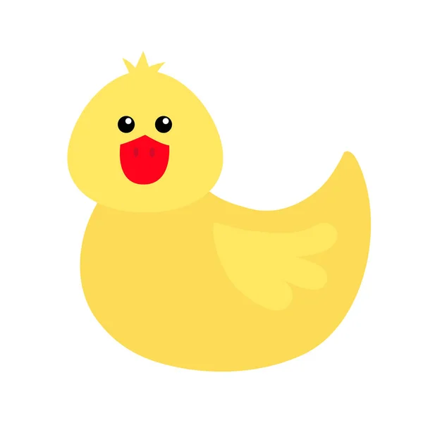 Divertido amarillo caucho pato pájaro juguete — Vector de stock