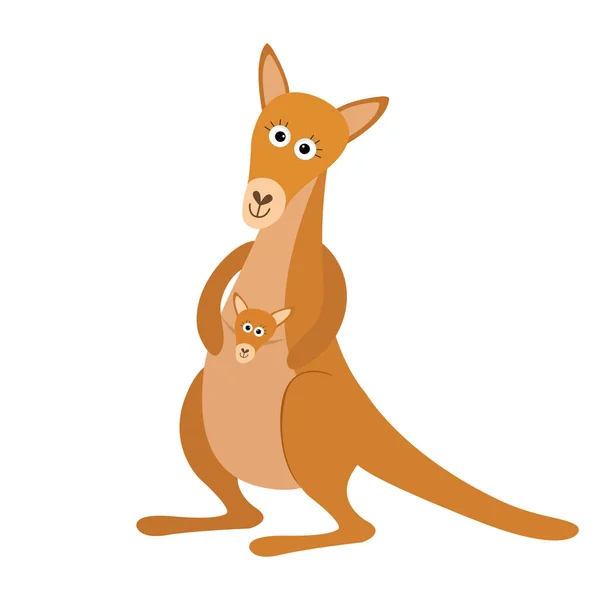 Kangourou maman avec bébé — Image vectorielle