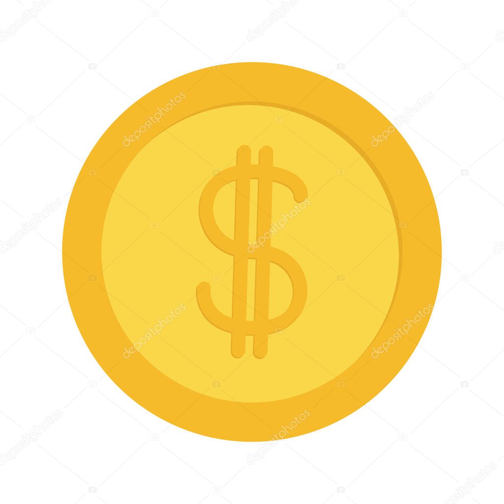 Gold coin money with dollar sign 