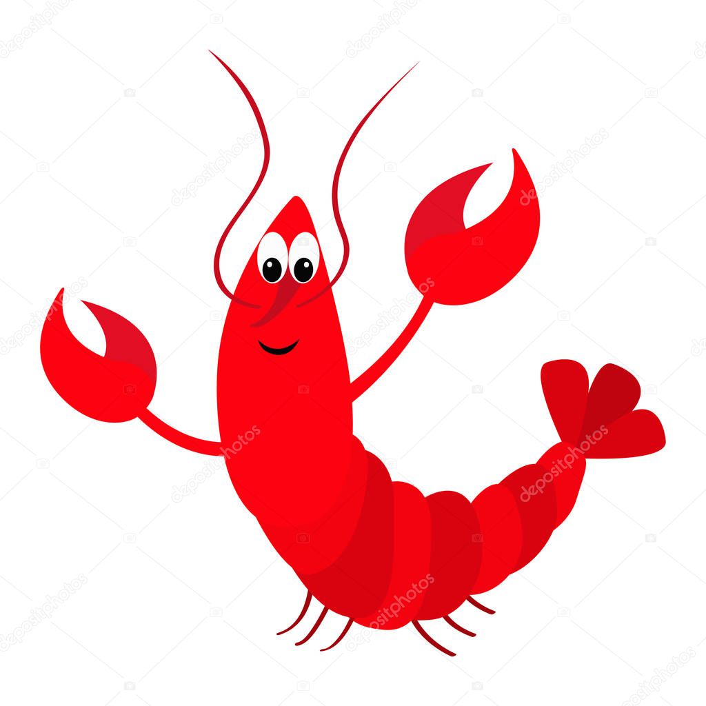 Lobster with claw cartoon character. 