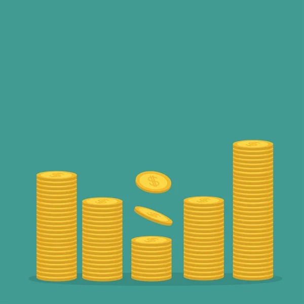 Montones de monedas de oro icono — Vector de stock