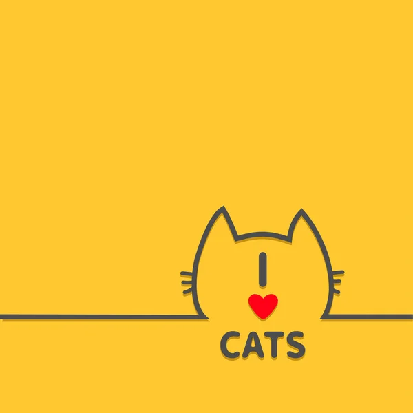 Cat head face contour line icon — Stock Vector