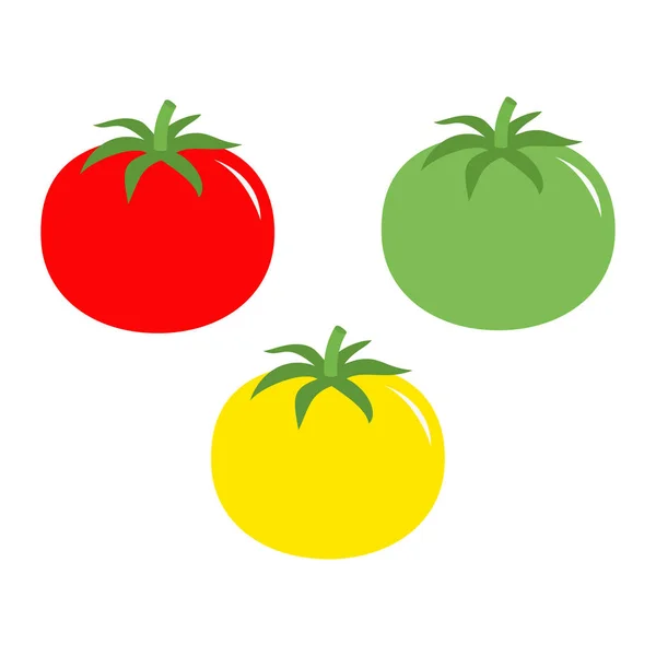 Tomates con hojas en blanco — Vector de stock