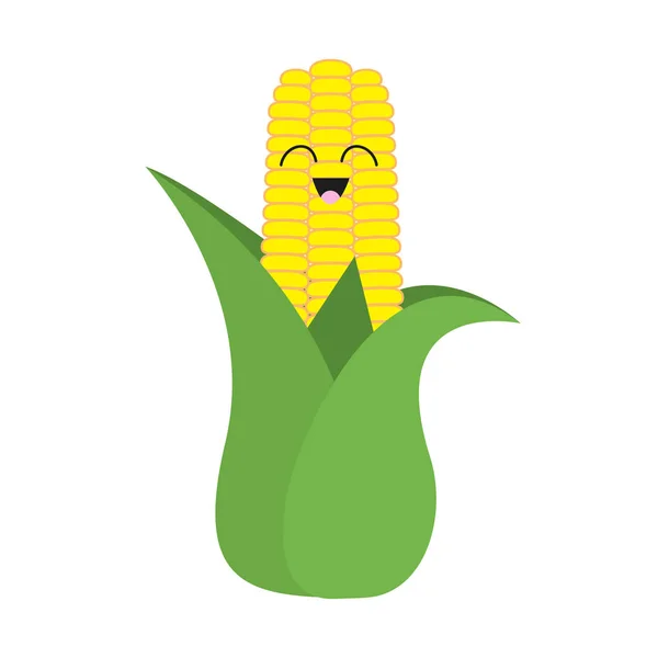 Corn cob oor met bladeren pictogram — Stockvector