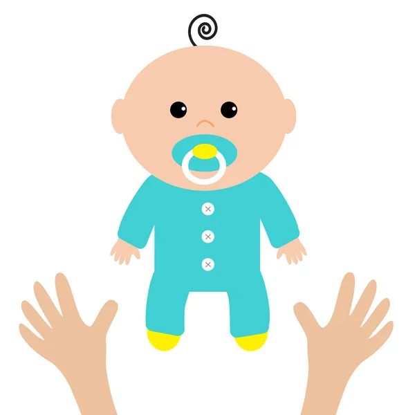 Mains humaines et mignon petit enfant — Image vectorielle