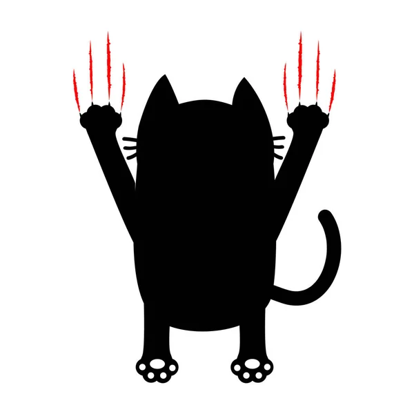 Мультяшний чорний кіт з подряпаними доріжками — стоковий вектор